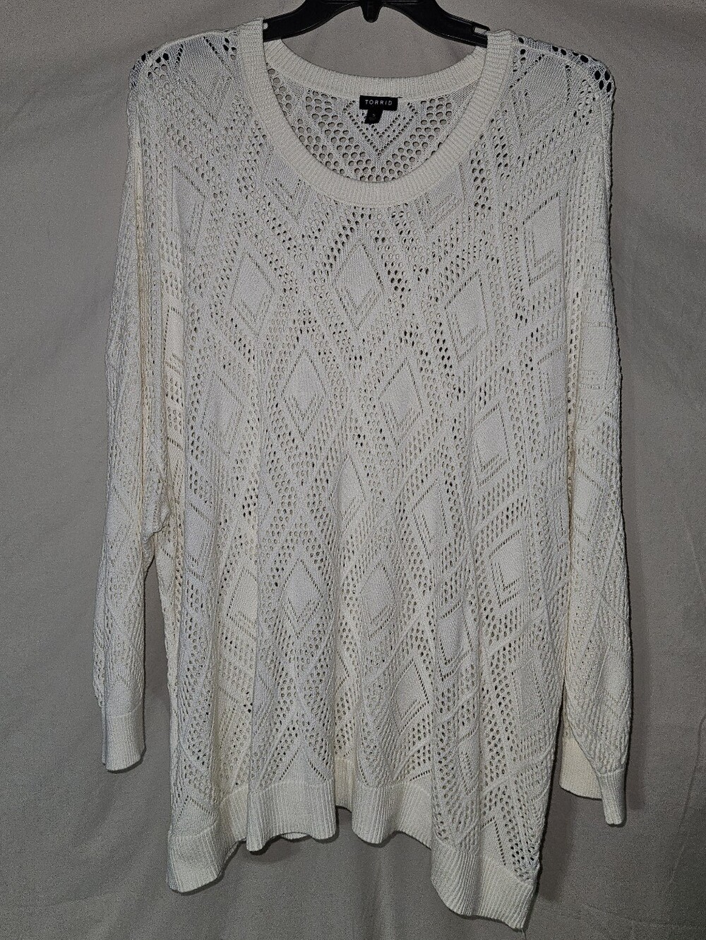 torrid Cream Openwork Diamond-Pattern Sweater